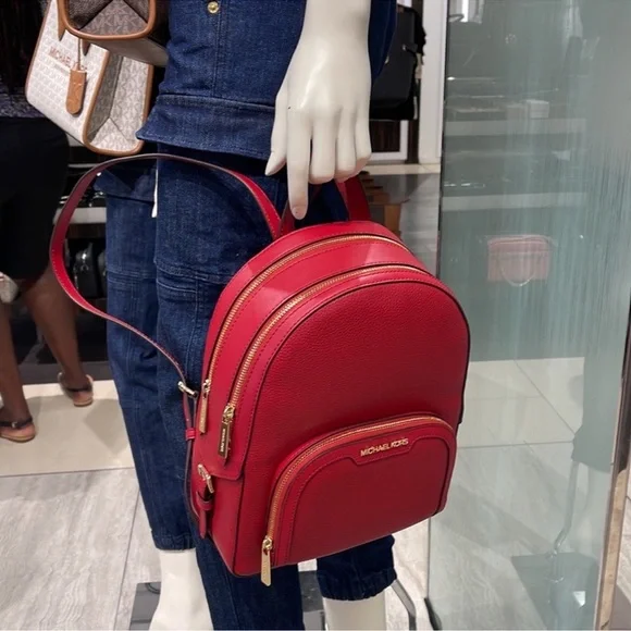 Michael Kors Jaycee Medium Pebbled Leather BackpackChiliNWT display picture 2